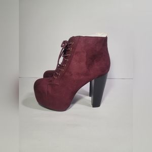 Speed Limit 98 Womens Ankle Boots Booties Platform Suede Burgundy Size 7